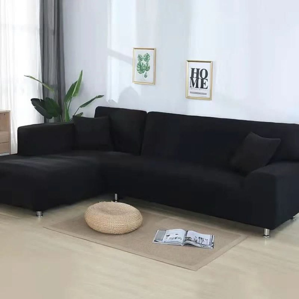 Bankhoes Hoekbank Stretch Fluweel Antislip Beschermhoes
