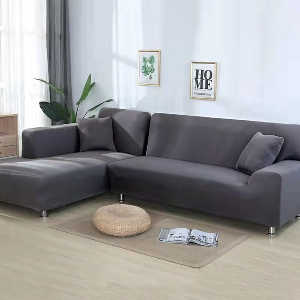 Bankhoes Hoekbank Stretch Fluweel Antislip Beschermhoes