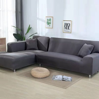 Bankhoes Hoekbank Stretch Fluweel Antislip Beschermhoes