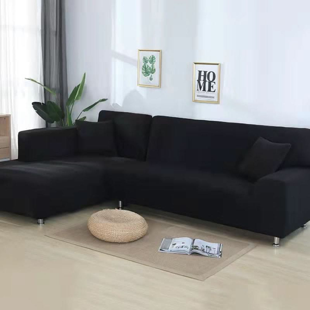 Bankhoes Hoekbank Stretch Fluweel Antislip Beschermhoes
