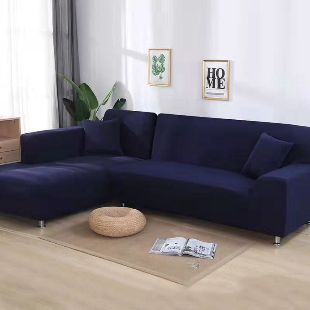 Bankhoes Hoekbank Stretch Fluweel Antislip Beschermhoes