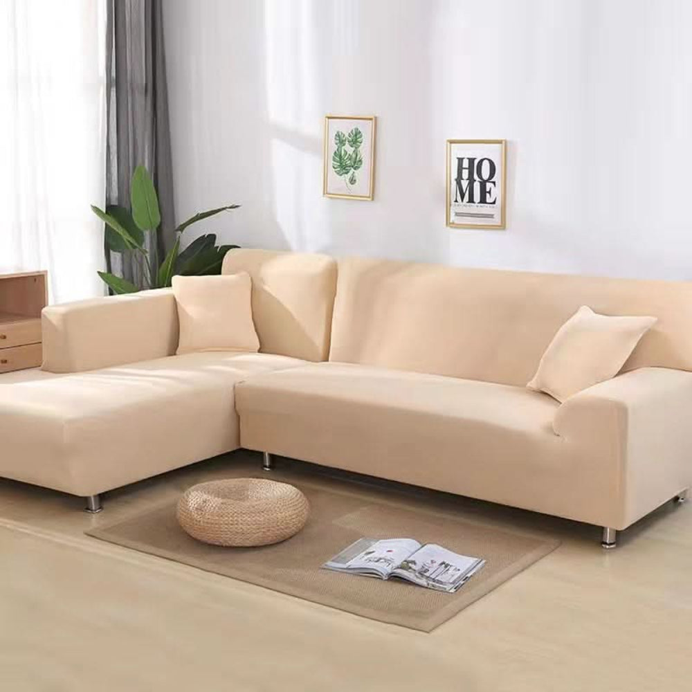 Bankhoes Hoekbank Stretch Fluweel Antislip Beschermhoes