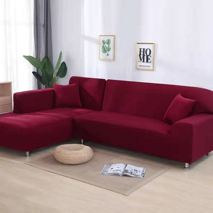 Bankhoes Hoekbank Stretch Fluweel Antislip Beschermhoes