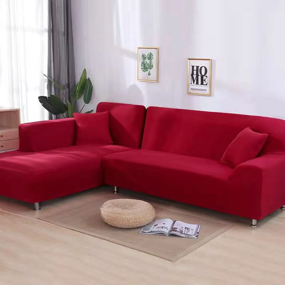 Bankhoes Hoekbank Stretch Fluweel Antislip Beschermhoes