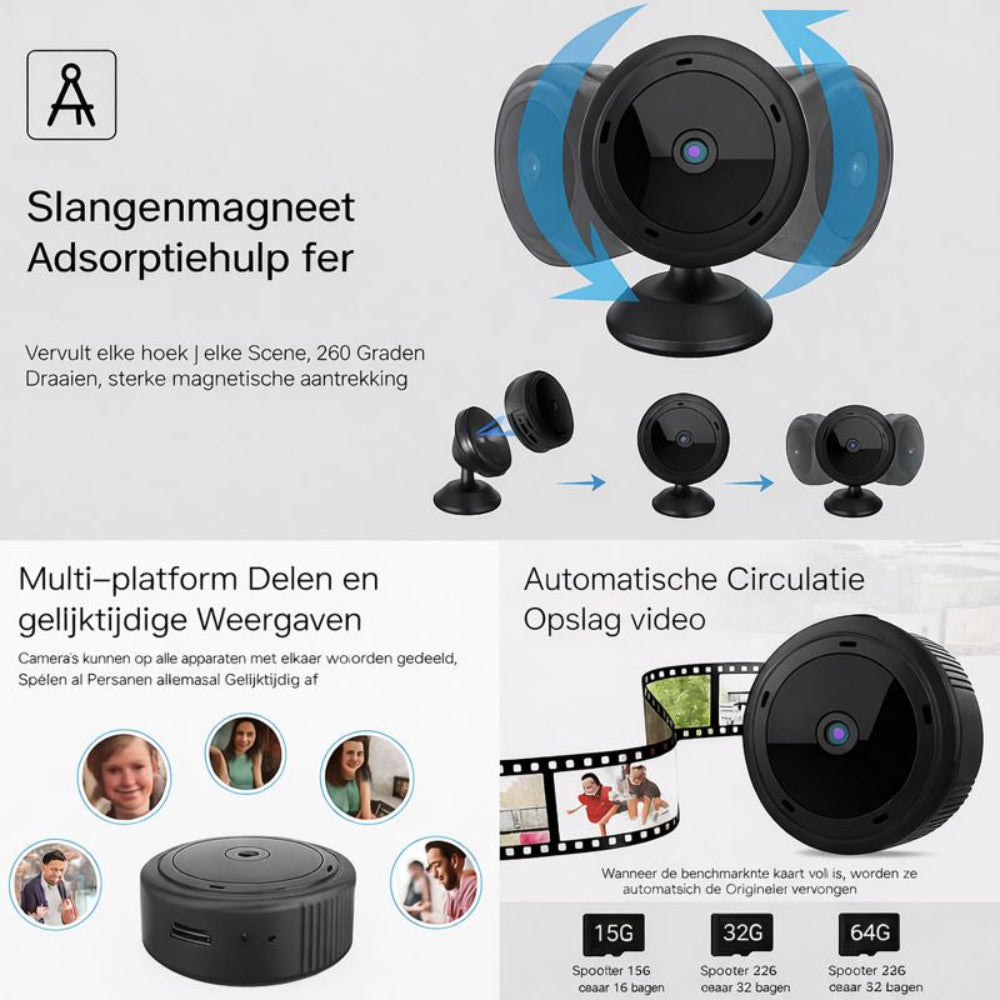 Beveiligingscamera Mini Draadloos Binnen Camera Nachtzicht