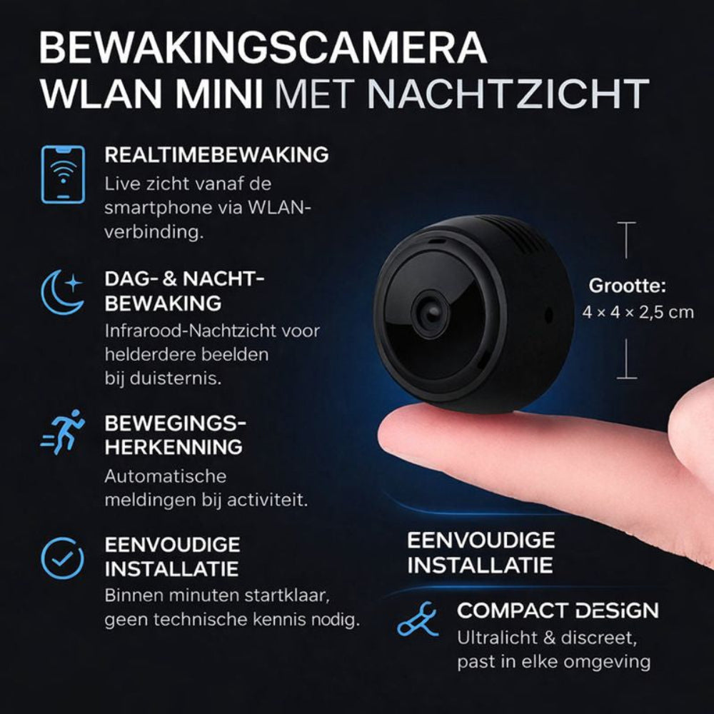 Beveiligingscamera Mini Draadloos Binnen Camera Nachtzicht