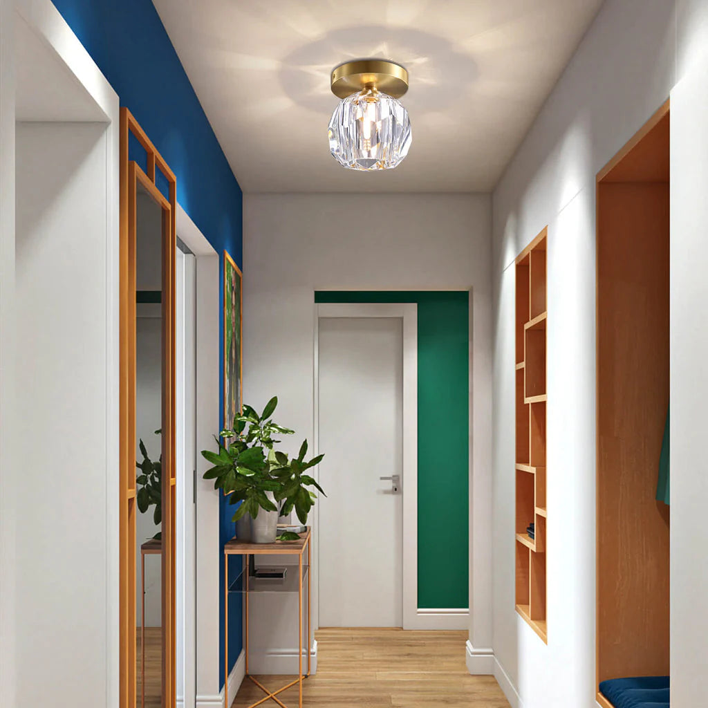 Kristal Enkele Bol Flush Mount Plafondlamp