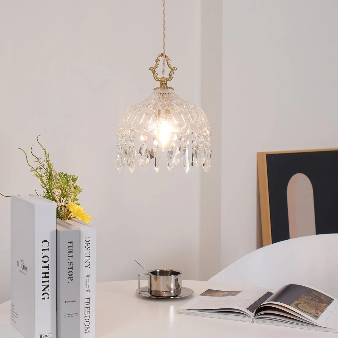 Celestial Glow Retro Messing Glazen Hanglamp