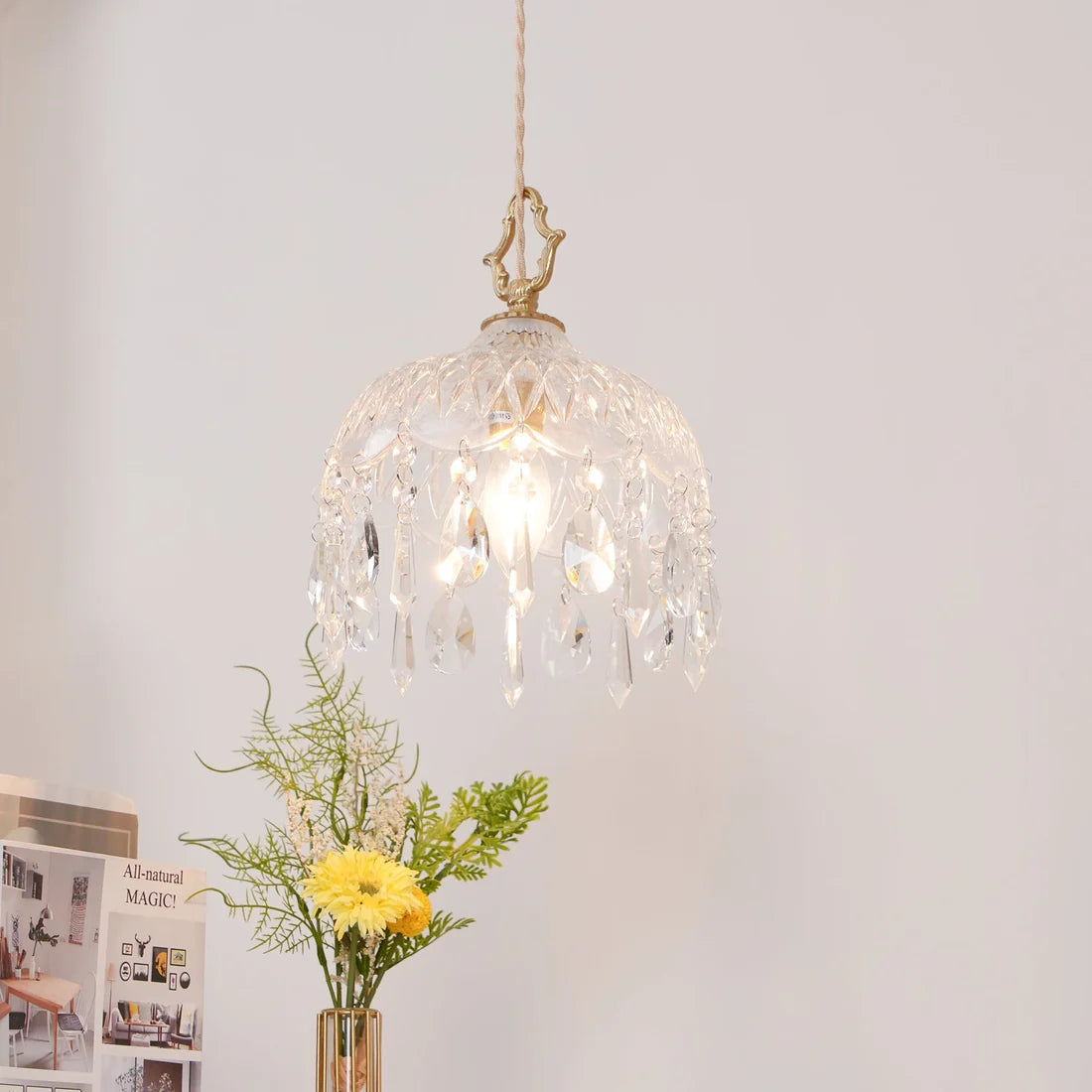 Celestial Glow Retro Messing Glazen Hanglamp
