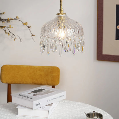 Celestial Glow Retro Messing Glazen Hanglamp