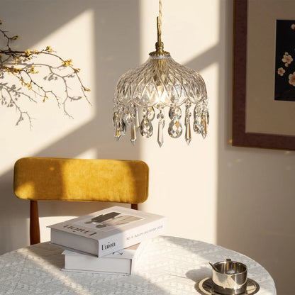 Celestial Glow Retro Messing Glazen Hanglamp