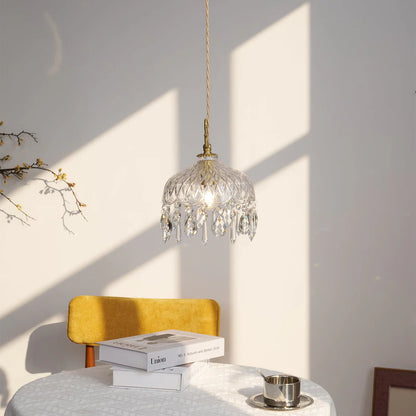 Celestial Glow Retro Messing Glazen Hanglamp