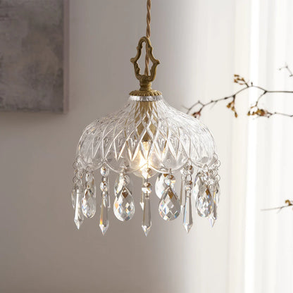 Celestial Glow Retro Messing Glazen Hanglamp