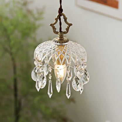 Celestial Glow Retro Messing Glazen Hanglamp