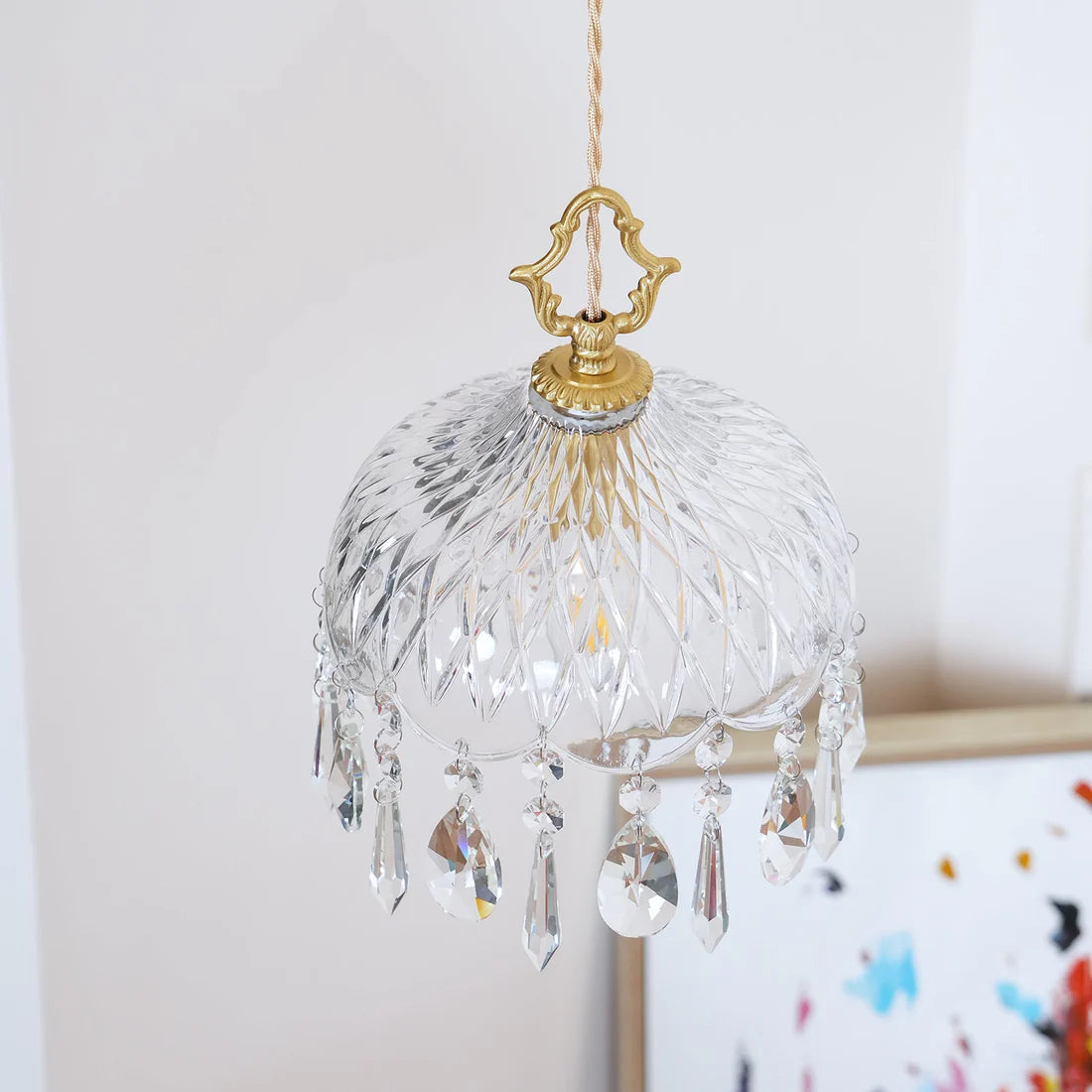 Celestial Glow Retro Messing Glazen Hanglamp