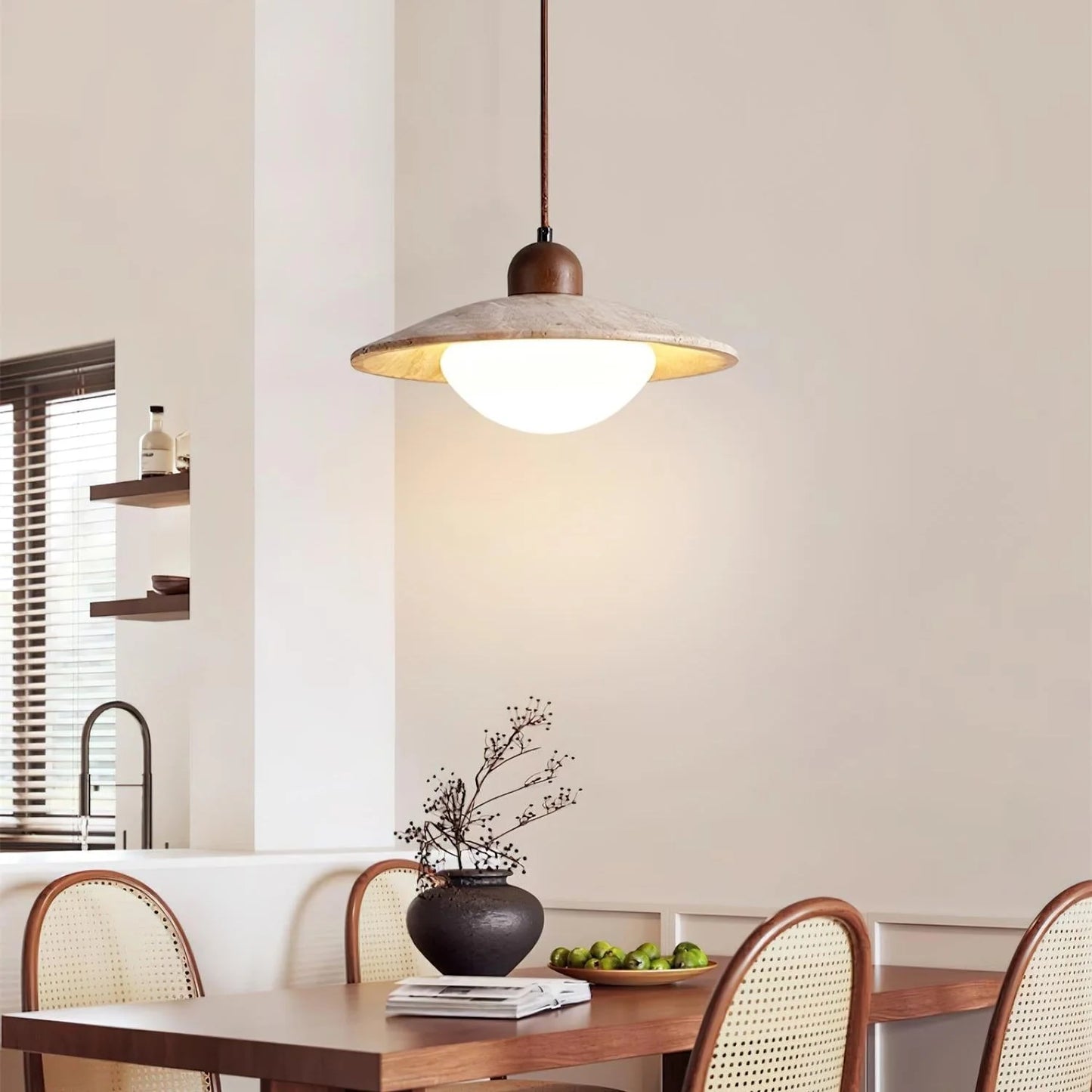 Rustieke Charme Travertin & Glas Hanglamp
