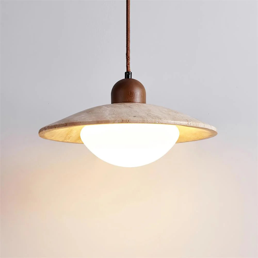 Rustieke Charme Travertin & Glas Hanglamp