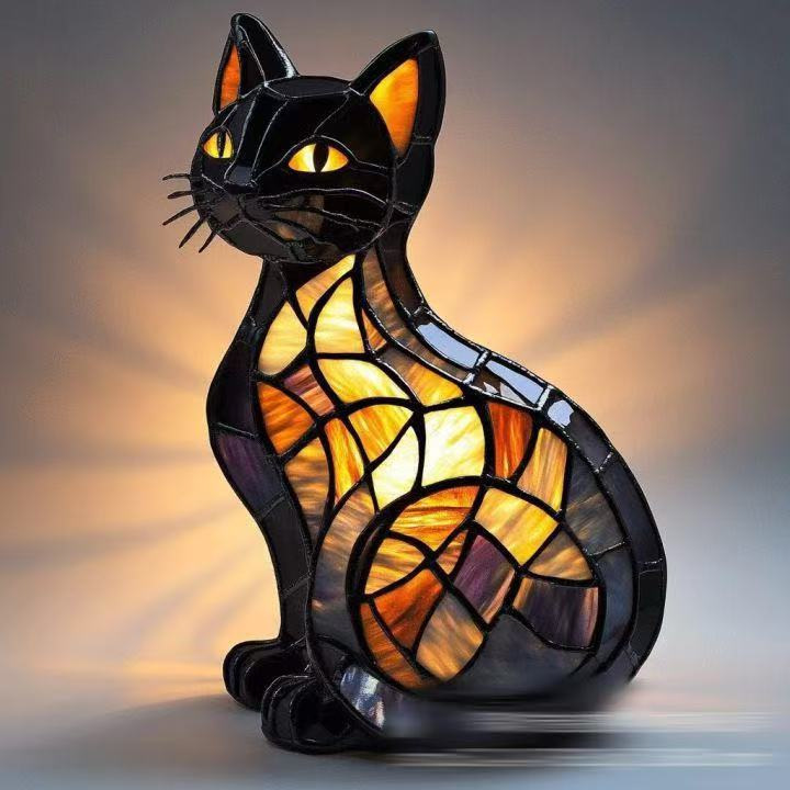 Tafellamp Glas Handgemaakt Kat Sfeerverlichting Decoratie
