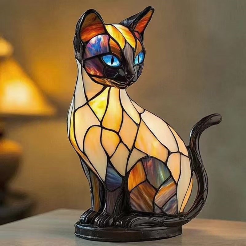 Tafellamp Glas Handgemaakt Kat Sfeerverlichting Decoratie