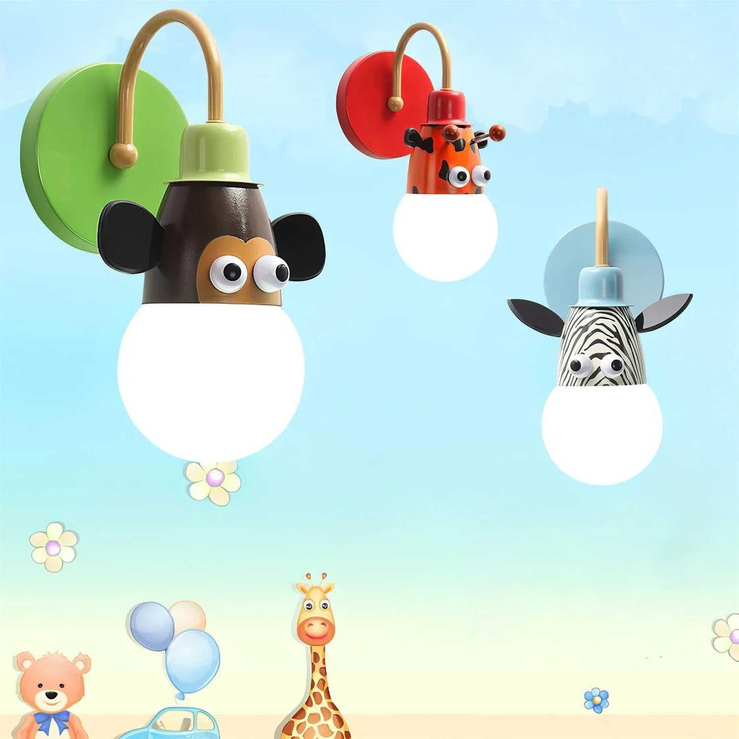 Cartoon Dieren Wandlamp – Speels Licht voor Kinderkamers