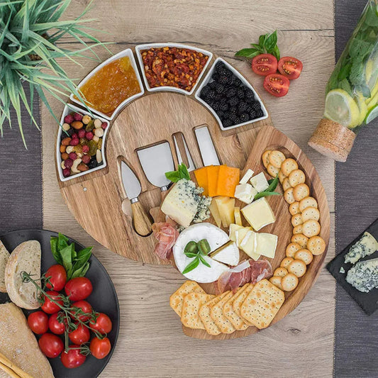Kaasplank Charcuterie Set Acaciahout Messen Schalen Presentatie
