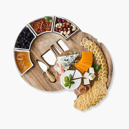 Kaasplank Charcuterie Set Acaciahout Messen Schalen Presentatie