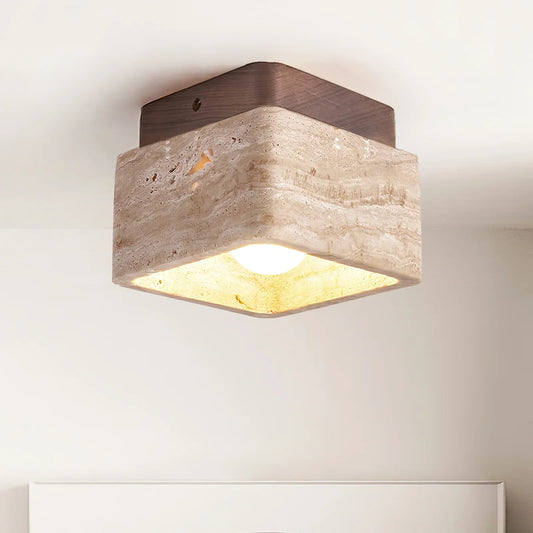 Kubus Terra Blok Travertijn Plafondlamp