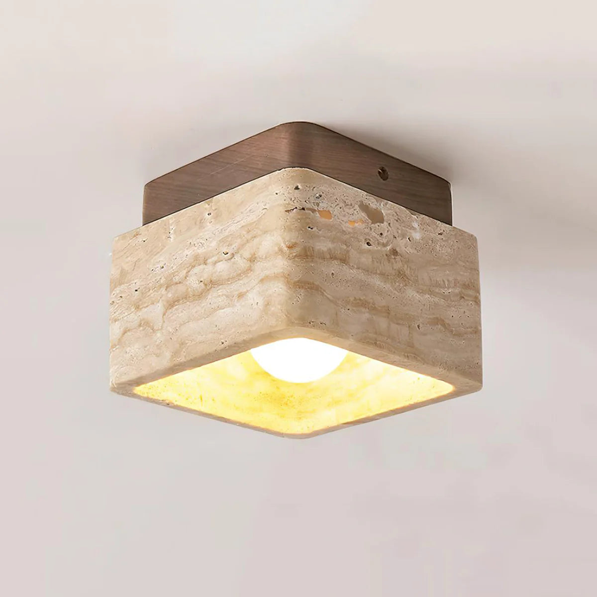 Kubus Terra Blok Travertijn Plafondlamp