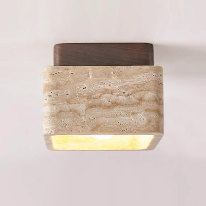Kubus Terra Blok Travertijn Plafondlamp