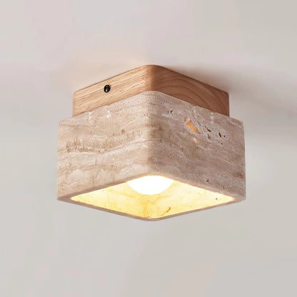 Kubus Terra Blok Travertijn Plafondlamp
