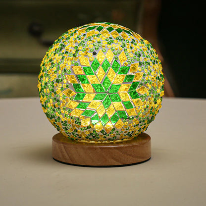 GlitzOrb Boho Mozaïek Glasbol Nachtlamp
