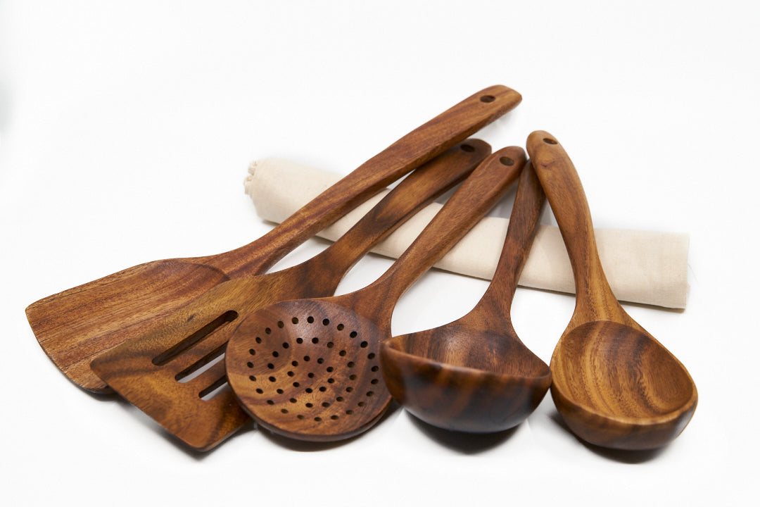 Houten Keukengerei Set Walnoothout Natuurlijk Koken