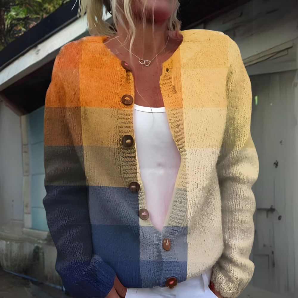 Dames Vest Gebreid Bloemenprint Warm Winter Vest