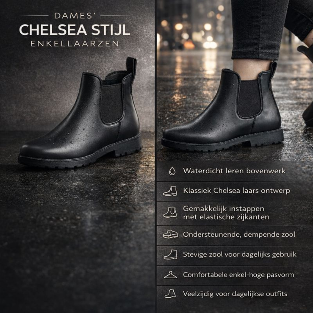 Dames Chelsea Enkellaars Waterdicht Leer Comfortabel