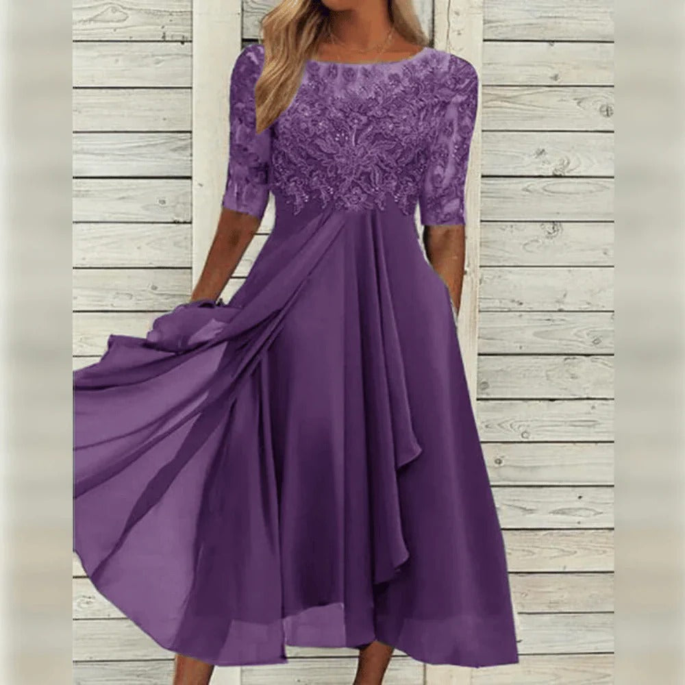 Dames Jurk Elegante Midi Cocktail Feestjurk