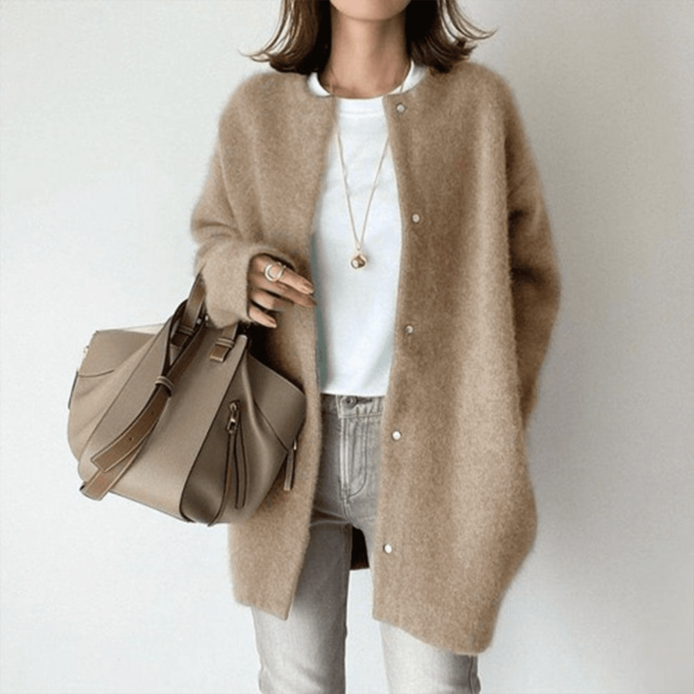 Dames Vest Lang Gebreid Casual Cardigan Jas