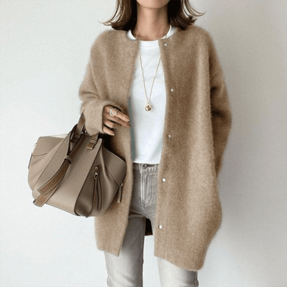 Dames Vest Lang Gebreid Casual Cardigan Jas