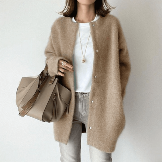 Dames Vest Lang Gebreid Casual Cardigan Jas