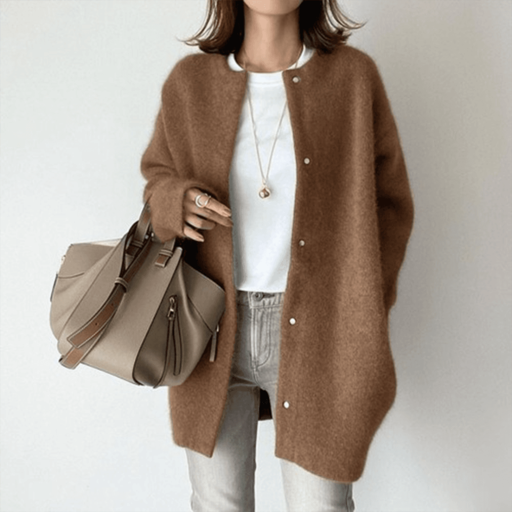 Dames Vest Lang Gebreid Casual Cardigan Jas