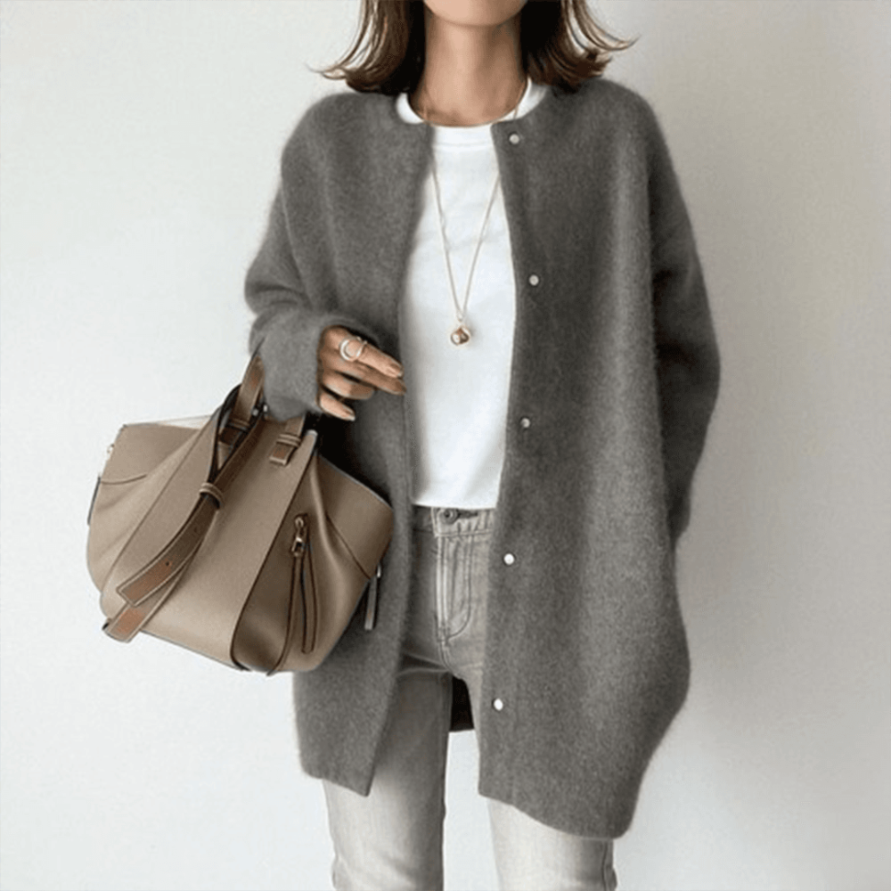 Dames Vest Lang Gebreid Casual Cardigan Jas