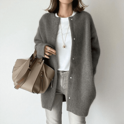 Dames Vest Lang Gebreid Casual Cardigan Jas