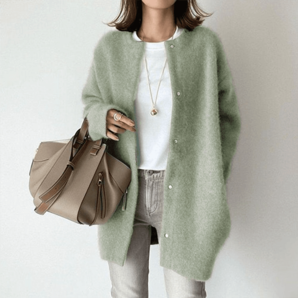 Dames Vest Lang Gebreid Casual Cardigan Jas