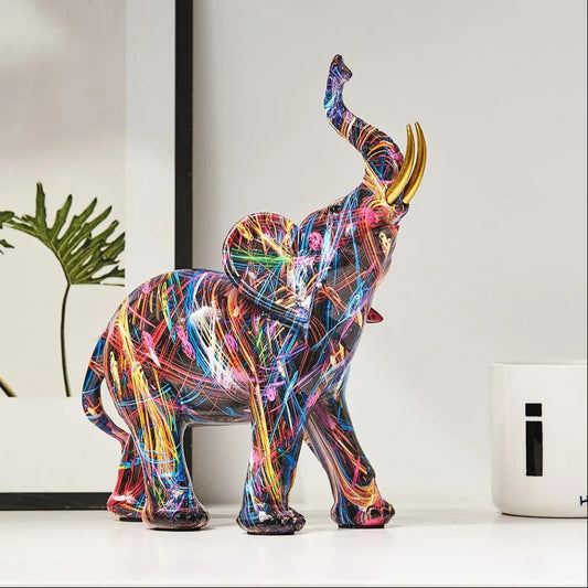 Decoratie Moderne Graffiti Olifant Kunstbeeld Resin