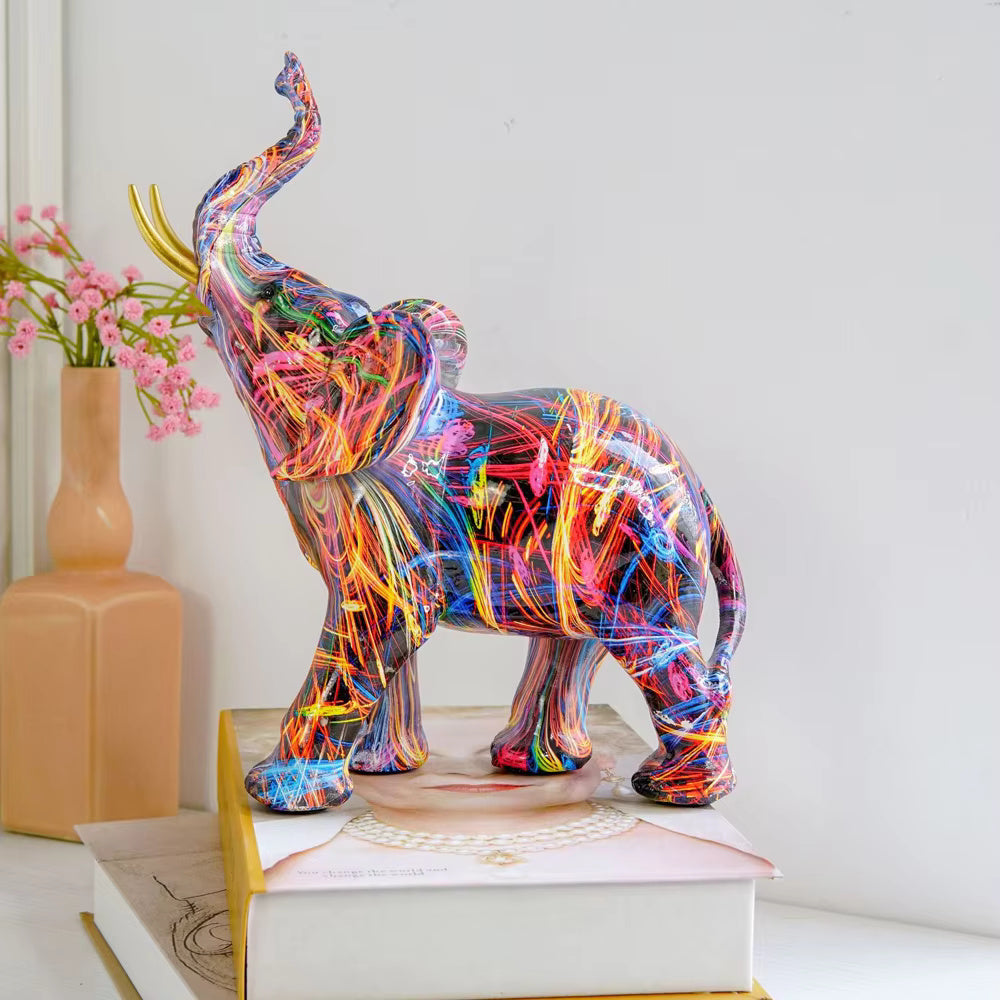 Decoratie Moderne Graffiti Olifant Kunstbeeld Resin