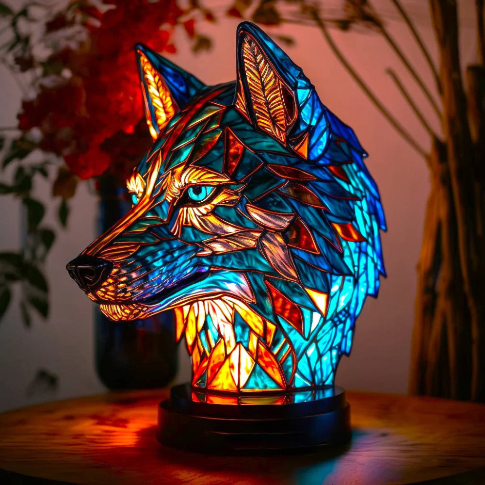 Tafellamp Glas In Lood LED Dieren Decoratieve Lamp