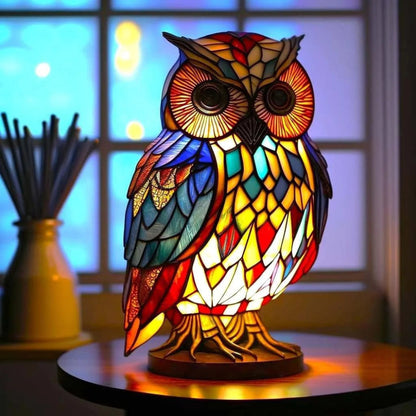 Tafellamp Glas In Lood LED Dieren Decoratieve Lamp