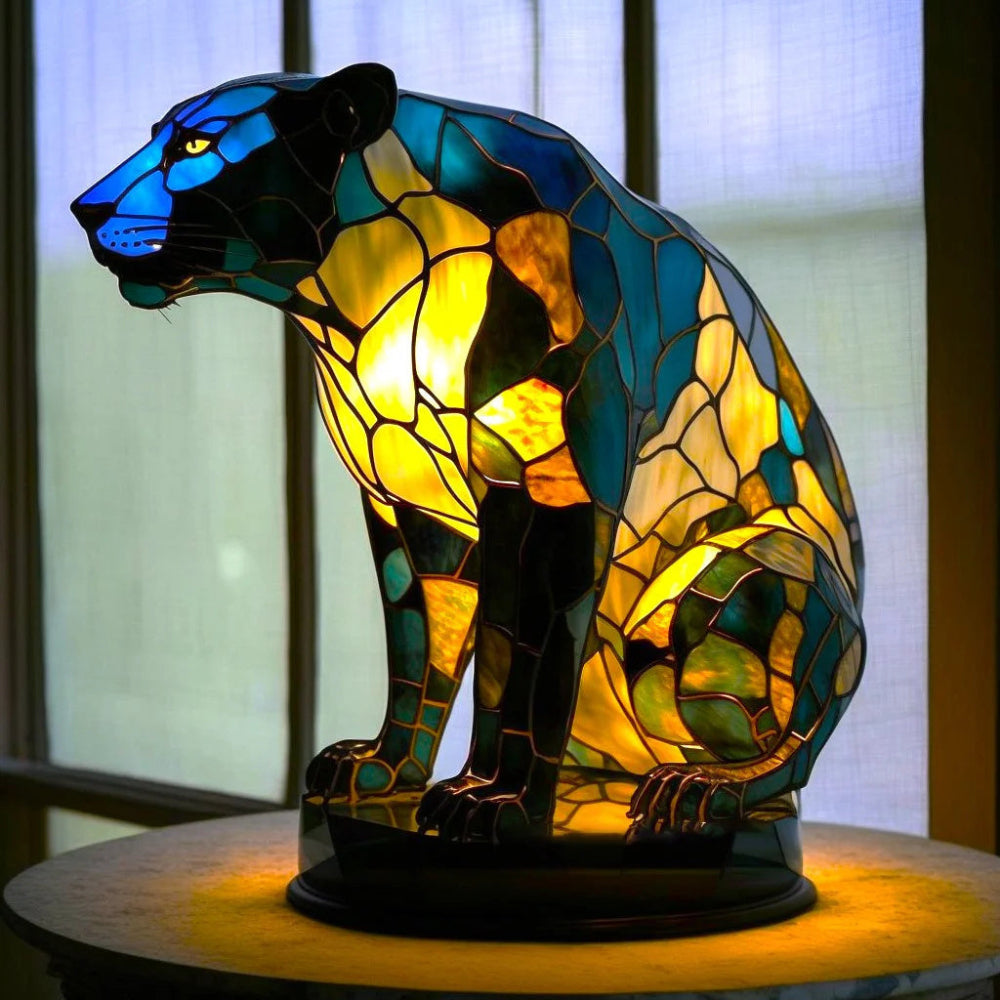 Tafellamp Glas In Lood LED Dieren Decoratieve Lamp