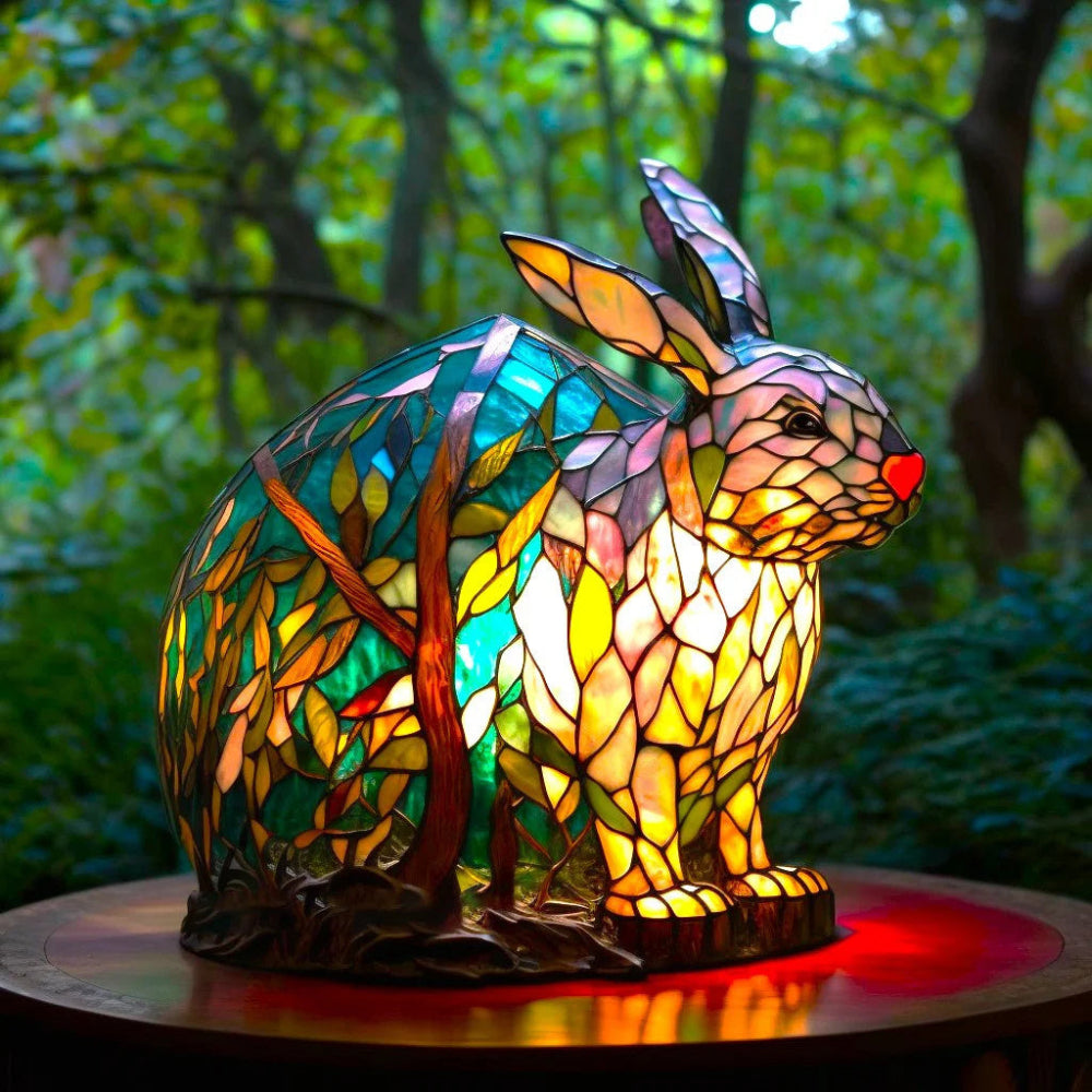 Tafellamp Glas In Lood LED Dieren Decoratieve Lamp