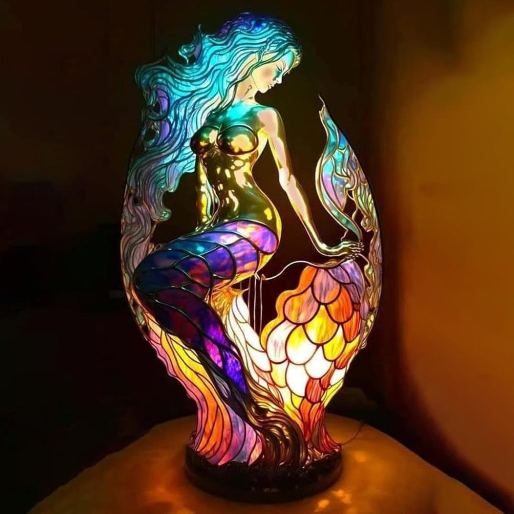 Tafellamp Glas In Lood LED Dieren Decoratieve Lamp