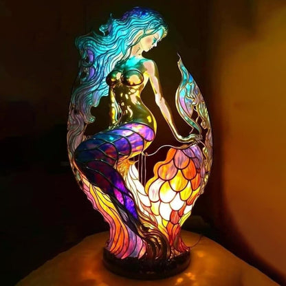 Tafellamp Glas In Lood LED Dieren Decoratieve Lamp